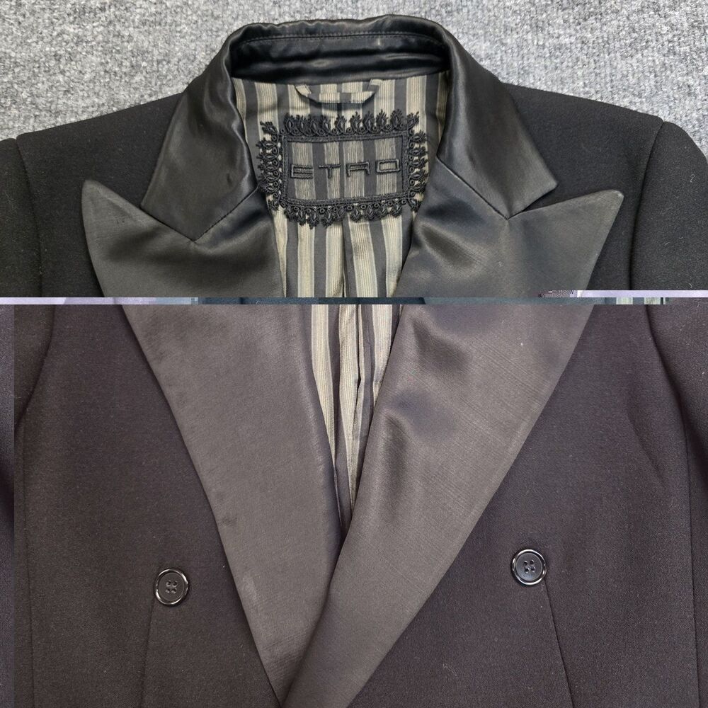 Etro Tuxedo Style Double Breasted Button Blazer Jacket Black Women's Sz EU 42 - Picture 7 of 11